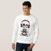 Gamer Skeleton - Funny Halloween Gaming Sweatshirt (Vorne ganz)