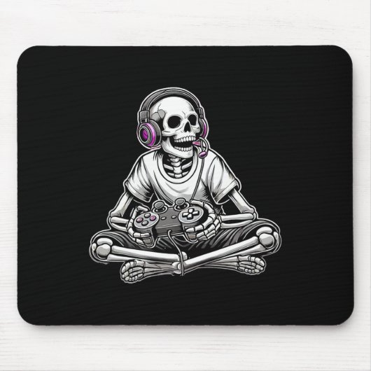 Gamer Skeleton Halloween Mousepad (Vorne)