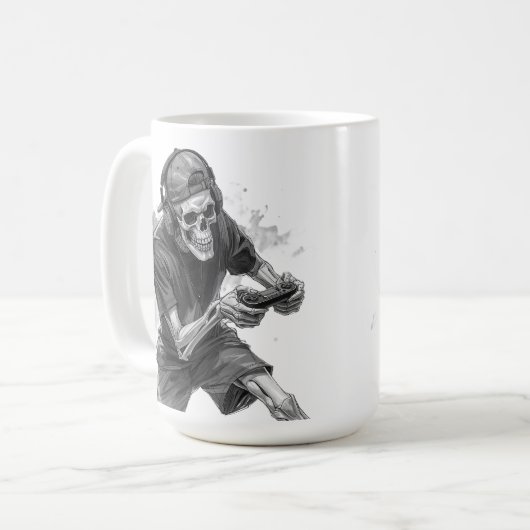 Gamer Skeleton Kaffeetasse (Vorderseite Links)