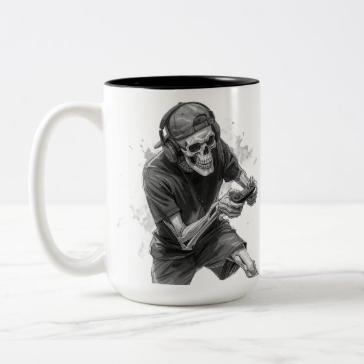 Gamer Skeleton  Zweifarbige Tasse (Links)