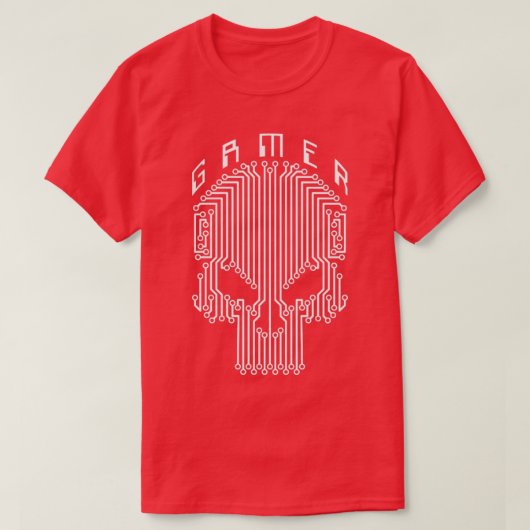 Gamer Skull Computer Circuit Funny Video Gaming Ha T-Shirt (Design vorne)
