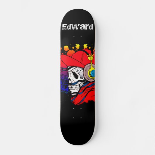Gamer Skull mit Kopfhörern Skateboard (Vorderseite)