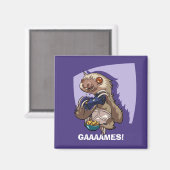 Gamer Sloth Eating Nachos Gaaames! Cartoon Magnet (Vorderseite/Rückseite)