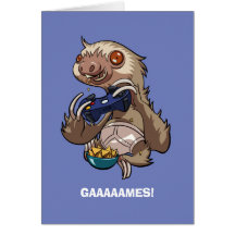 Gamer Sloth Eating Nachos in Underpants Cartoon