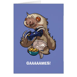 Gamer Sloth Eating Nachos in Underpants Cartoon