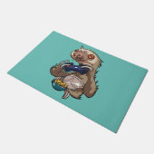 Gamer Sloth Eating Nachos in Underpants Cartoon Fußmatte (Schrägansicht)