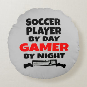 Gamer Soccer Player Rundes Kissen