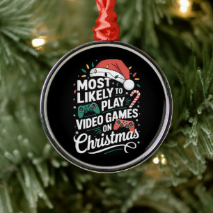 Gamer spielen höchstwahrscheinlich zu Weihnachten  Ornament Aus Metall