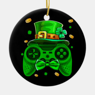 Gamer St Patricks Day Irish Controller Video Game Keramik Ornament