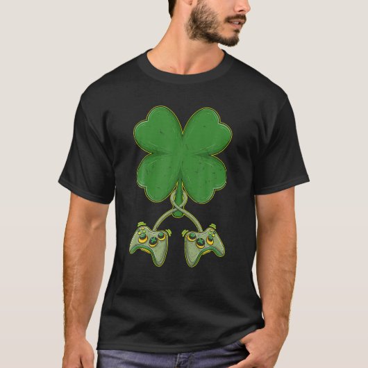 Gamer St Patricks Day Video Game Controller Shamro T-Shirt (Vorderseite)