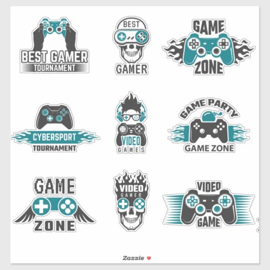 Gamer-Sticker Aufkleber (Blatt)