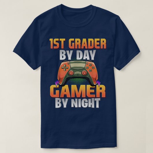 Gamer Student Funny Gaming 1st Grader By Day Gamer T-Shirt (Design vorne)