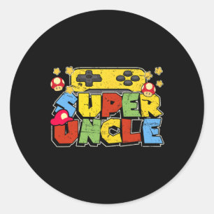 Gamer Super Onkel Lustige Geschenke zum Vatertag f Runder Aufkleber