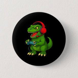 Gamer T Rex Dinosaur Videospiele Jungen Teenager L Button