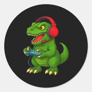 Gamer T Rex Dinosaur Videospiele Jungen Teenager L Runder Aufkleber