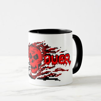 Gamer-Tasse - Retro-8-Bit-Flaming-Skull - GAME OVE Tasse