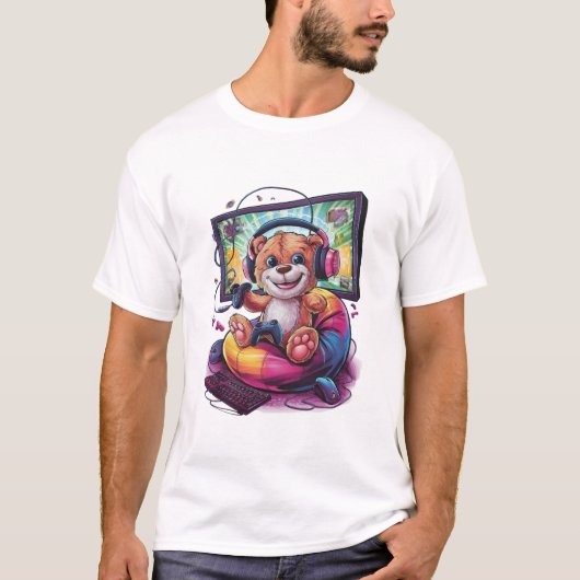 Gamer Teddy T-Shirt (Vorderseite)