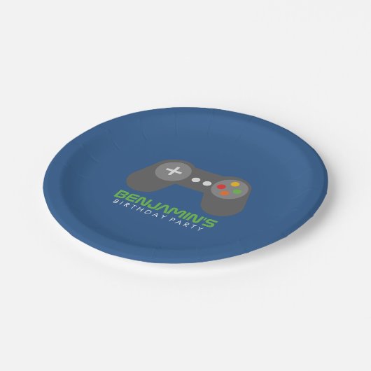 Gamer Themed Kindergeburtstag Party Pappteller (Schrägansicht)