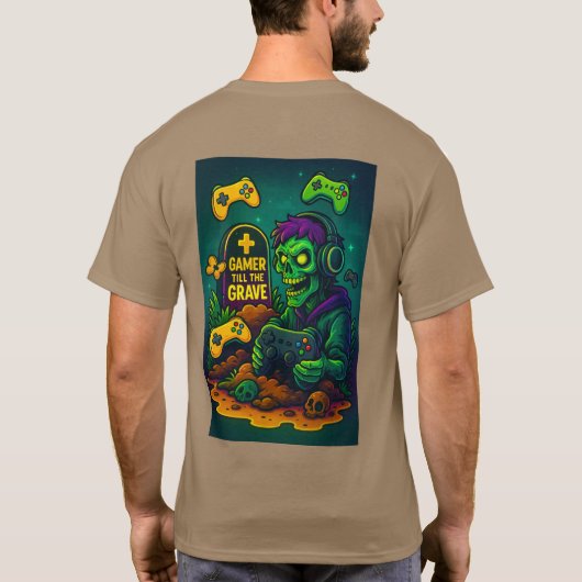 “Gamer Till The Grave – Skull Gaming T-Shirt” T-Shirt (Rückseite)