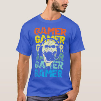 Gamer-Totenkopf-Vintage-Videospiel-Gaming-Liebhabe T-Shirt