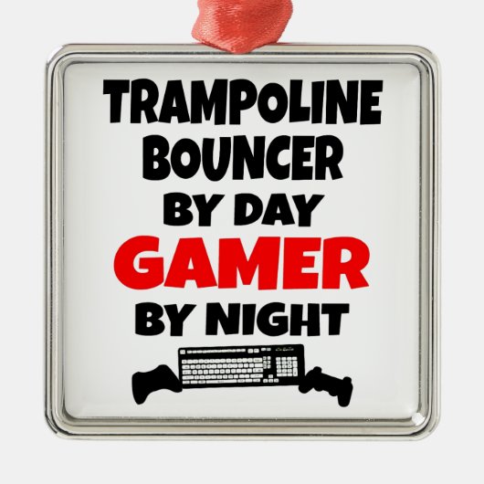 Gamer Trampolin Bouncer Silbernes Ornament (Vorne)