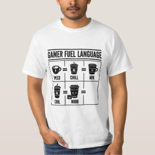Gamer-Treibstoff Sprache Lustiger Kaffee Gaming In T-Shirt