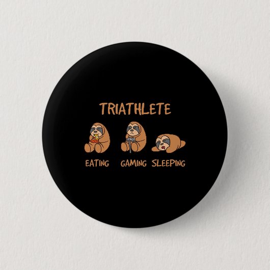 Gamer Triathlet Lustig Gaming Faultier Videospiele Button (Vorderseite)