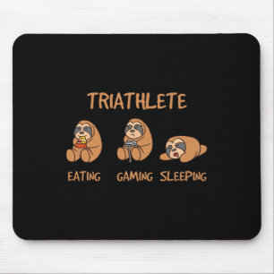 Gamer Triathlet Lustig Gaming Faultier Videospiele Mousepad