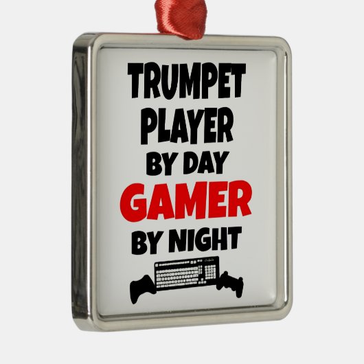 Gamer Trumpet Player Silbernes Ornament (Rechts)