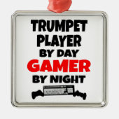 Gamer Trumpet Player Silbernes Ornament (Vorne)