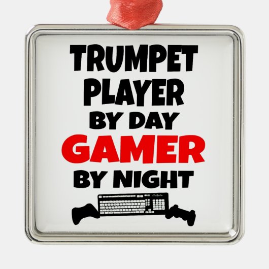 Gamer Trumpet Player Silbernes Ornament (Vorne)