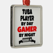Gamer Tuba Player Silbernes Ornament (Rechts)