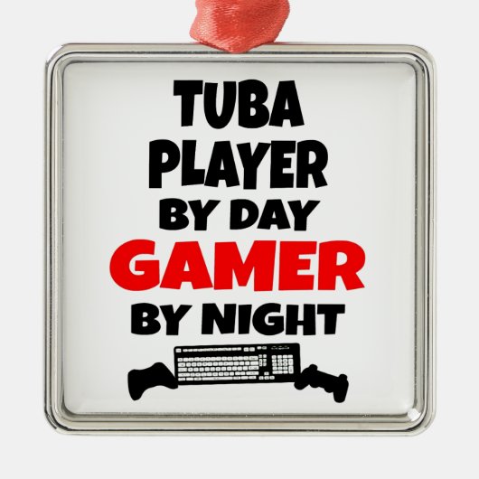 Gamer Tuba Player Silbernes Ornament (Vorne)