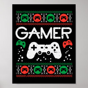 Gamer Ugg Weihnachts Sweater Retro Video Game Xmas Poster