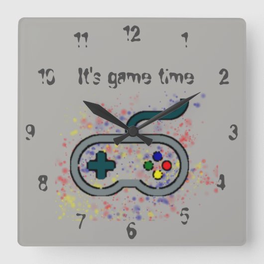 Gamer-Uhr Quadratische Wanduhr (Vorderseite)