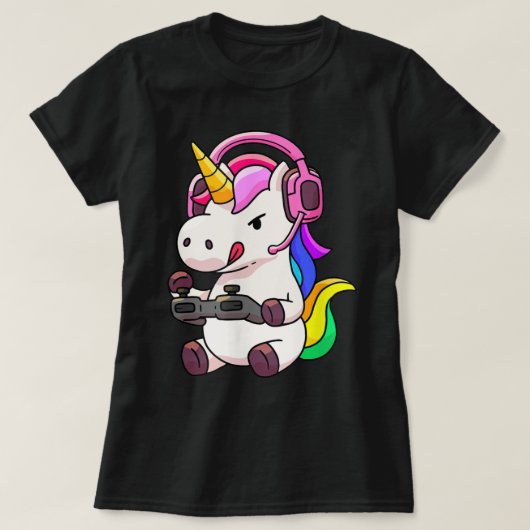 Gamer Unicorn | Cute Rainbow Gaming Design T-Shirt (Design vorne)