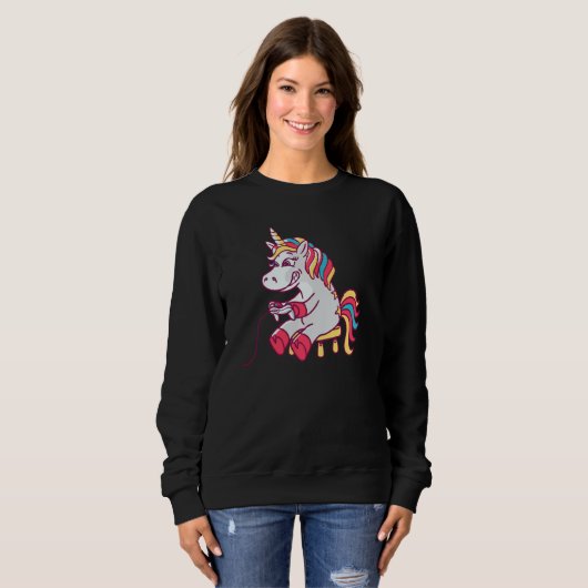 Gamer Unicorn Pullover (Vorne ganz)