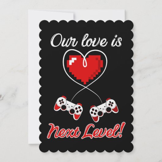 Gamer Valentine Flat Grußkarte Einladung (Vorderseite)