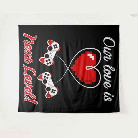 Gamer Valentine Tapestry Wandteppich (Vorderseite (Horizontal))