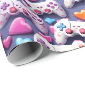 Gamer Valentine's Day Wrapping Paper Geschenkpapier (Rolleneckpunkt)