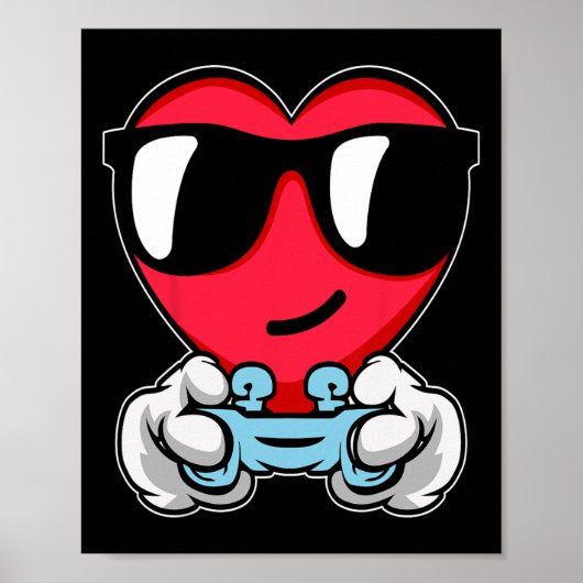 Gamer Valentinstag Niedlich-Videospiel-Controller  Poster (Vorne)