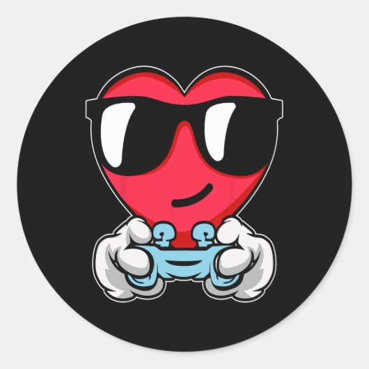Gamer Valentinstag Niedlich-Videospiel-Controller  Runder Aufkleber (Vorderseite)