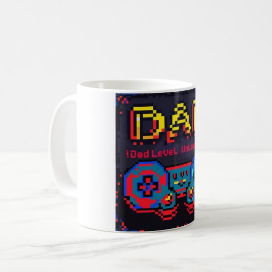 Gamer-Vater-Ebene entriegelt Retro-Pixel-Art Kaffeetasse (Vorderseite Links)