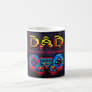 Gamer-Vater-Ebene entriegelt Retro-Pixel-Art Kaffeetasse