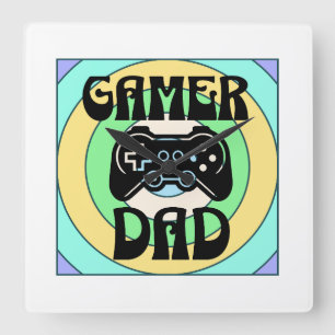 Gamer Vater Quadratische Wanduhr
