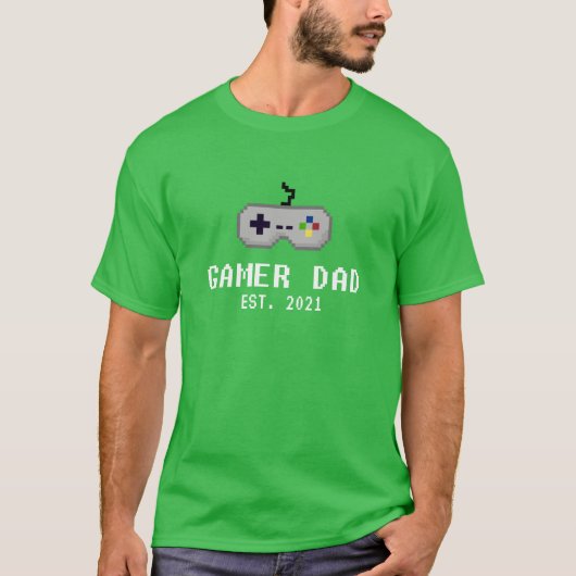 Gamer Vater Retro 8Bit Controller - Benutzerdefini T-Shirt (Vorderseite)