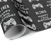 Gamer Video Game Controller Geburtstagsparty Geschenkpapier (Rolleneckpunkt)