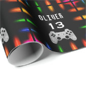 Gamer Video Game Controller Neon Birthday Party Geschenkpapier (Rolleneckpunkt)