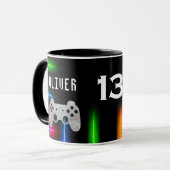 Gamer Video Game Controller Neonenname Age Tasse (Vorderseite Links)