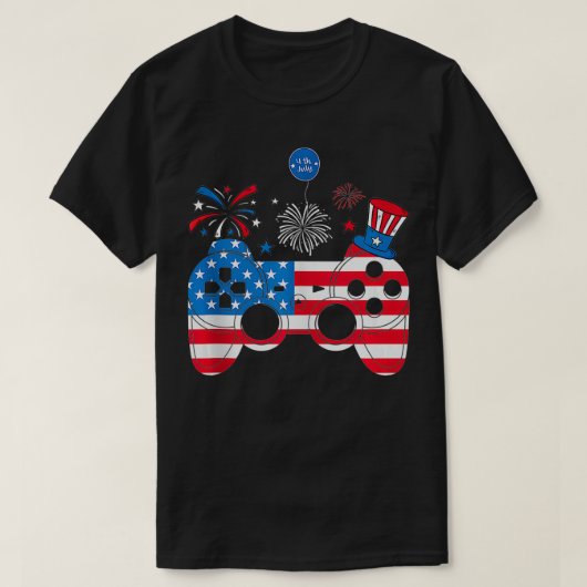 Gamer Video Gaming 4. Juli Funny Men Boys Amer T-Shirt (Design vorne)